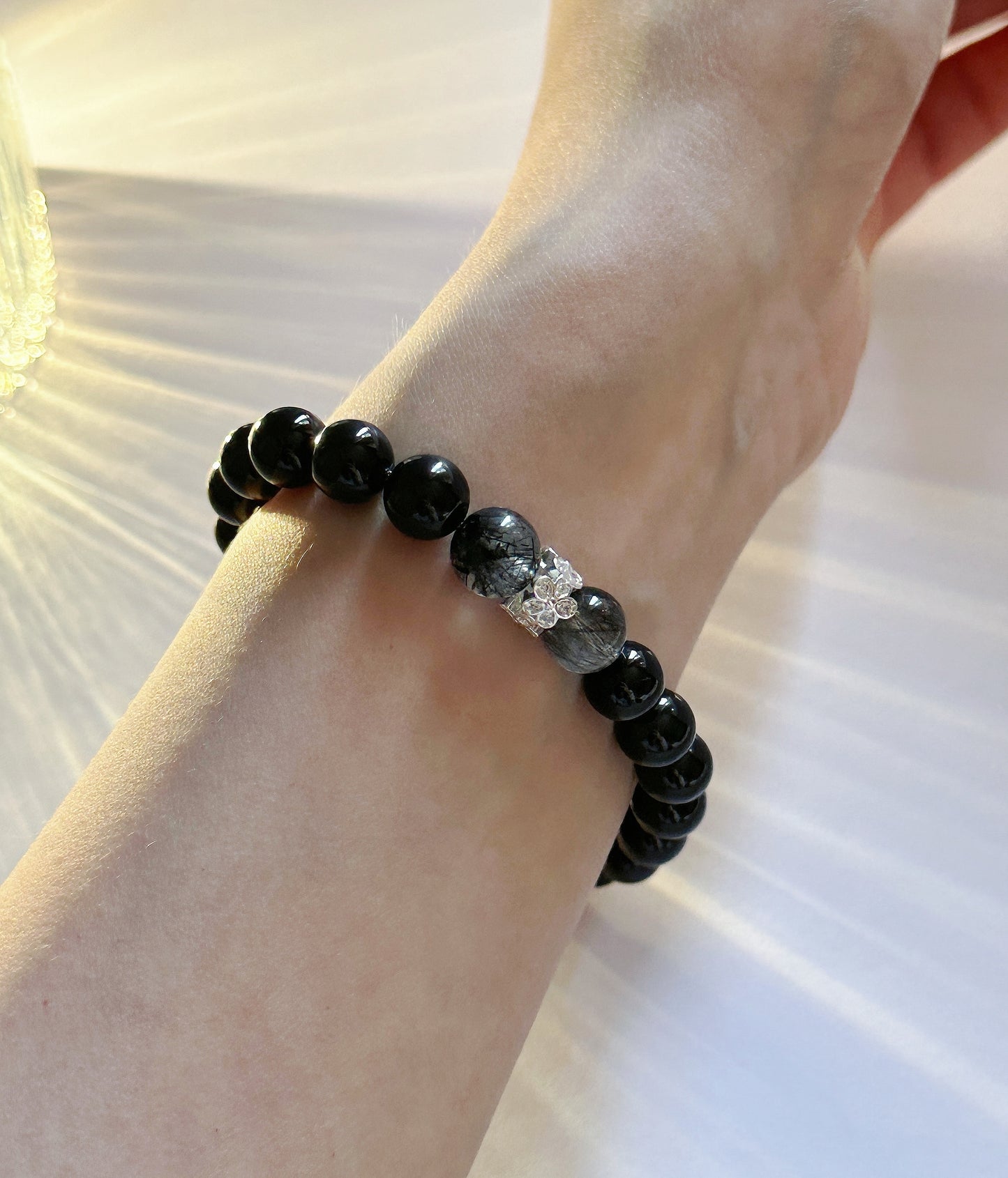 Black Tourmaline+Black Rutilated Bracelet