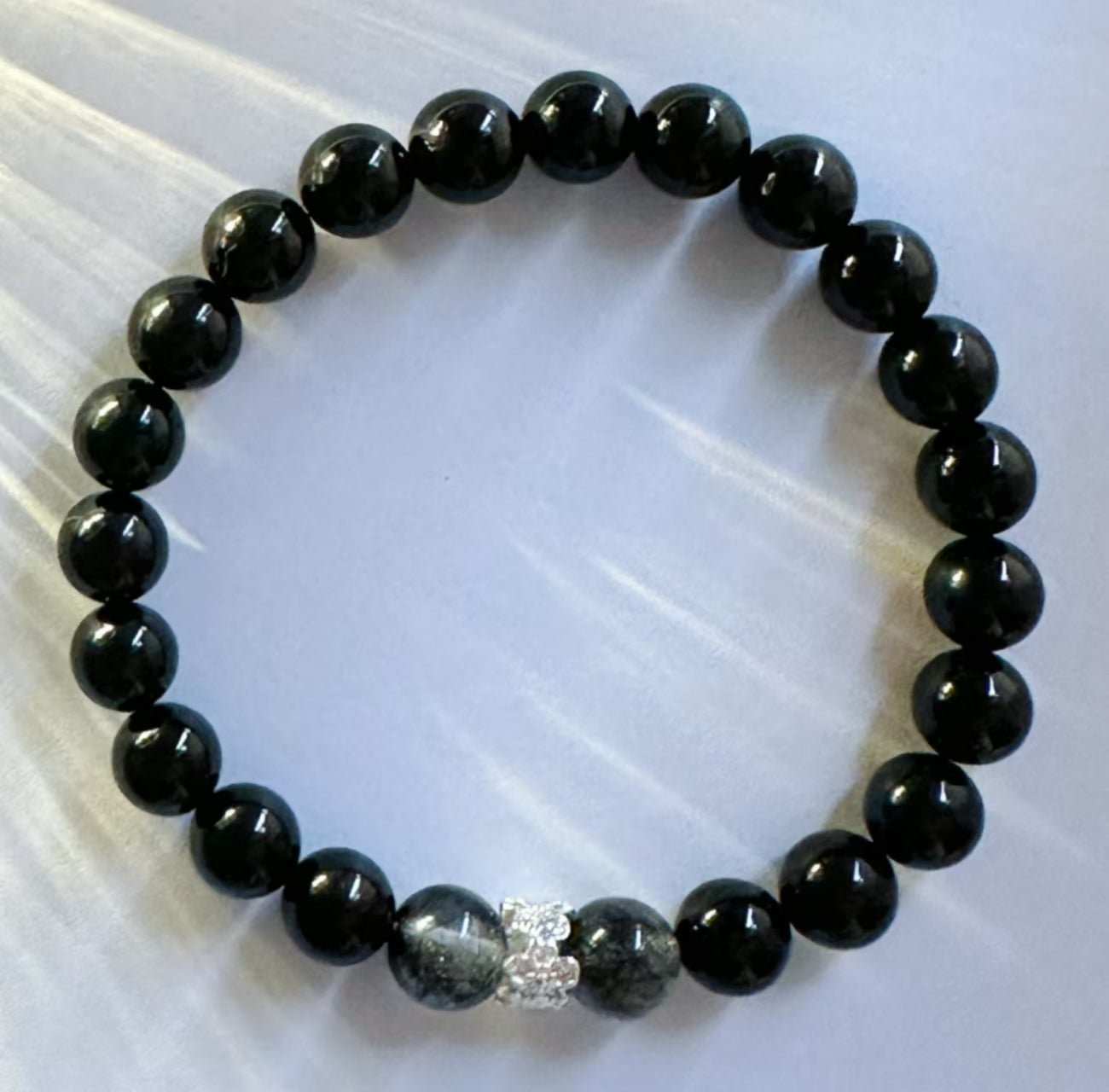 Black Tourmaline+Black Rutilated Bracelet